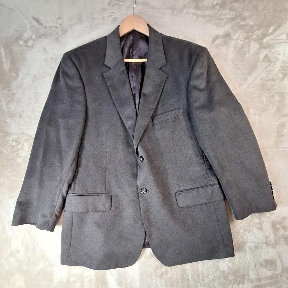 Stafford Suit Jacket Mens 42 Short Gray Poly Solid Single Vent 2 Btn Formal